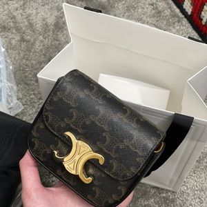 CELINE MINI TRIOMPHE IN TRIOMPHE CANVAS AND CALFSKIN